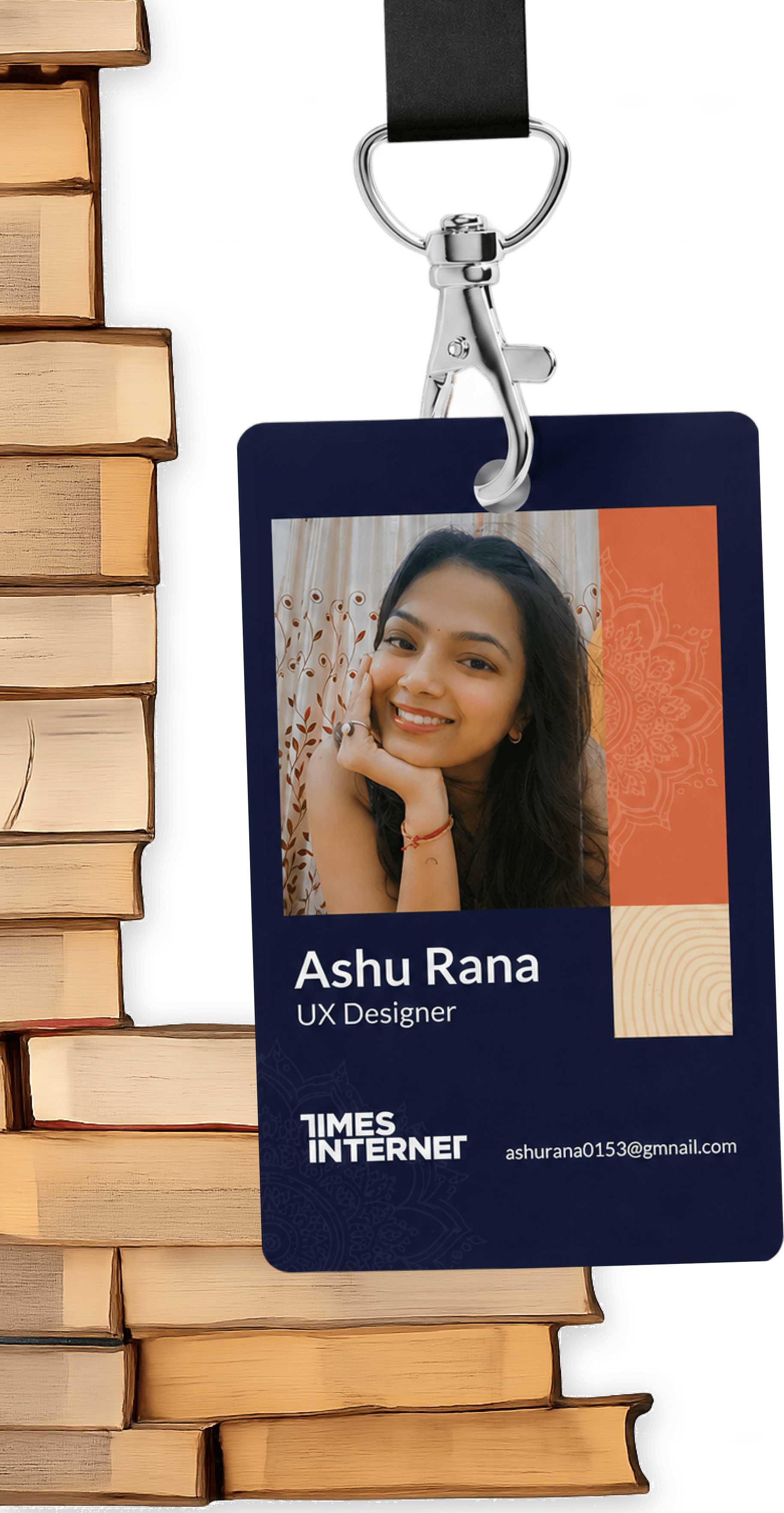 Ashu Rana — Times Internet ID card with books